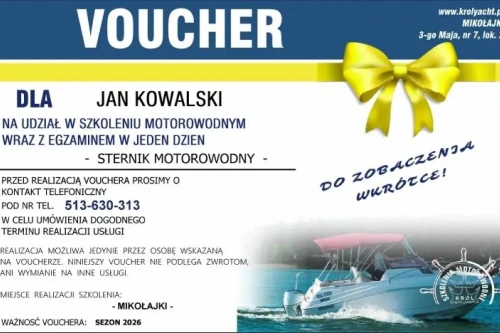 Sternik Motorowodny - Voucher Mikołajki Voucher Mikołajki